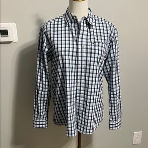 Tommy Hilfiger Navy and White Plaid Button-Down Shirt